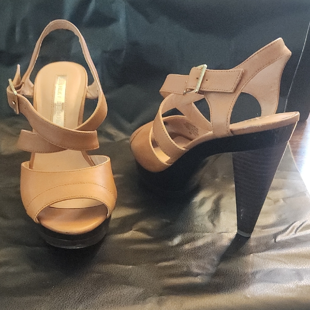 Audrey Brooke Tan Strappy Heeled Sandals